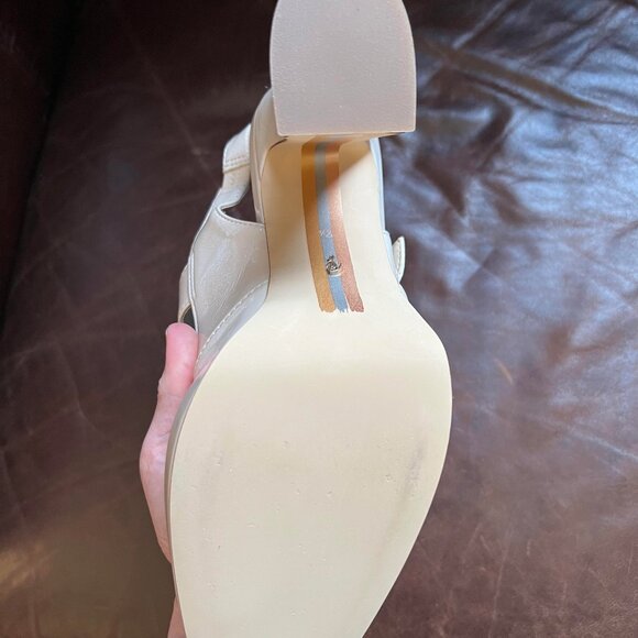Sam Edelman Cream Block Heel Slingbacks - Picture 4 of 5